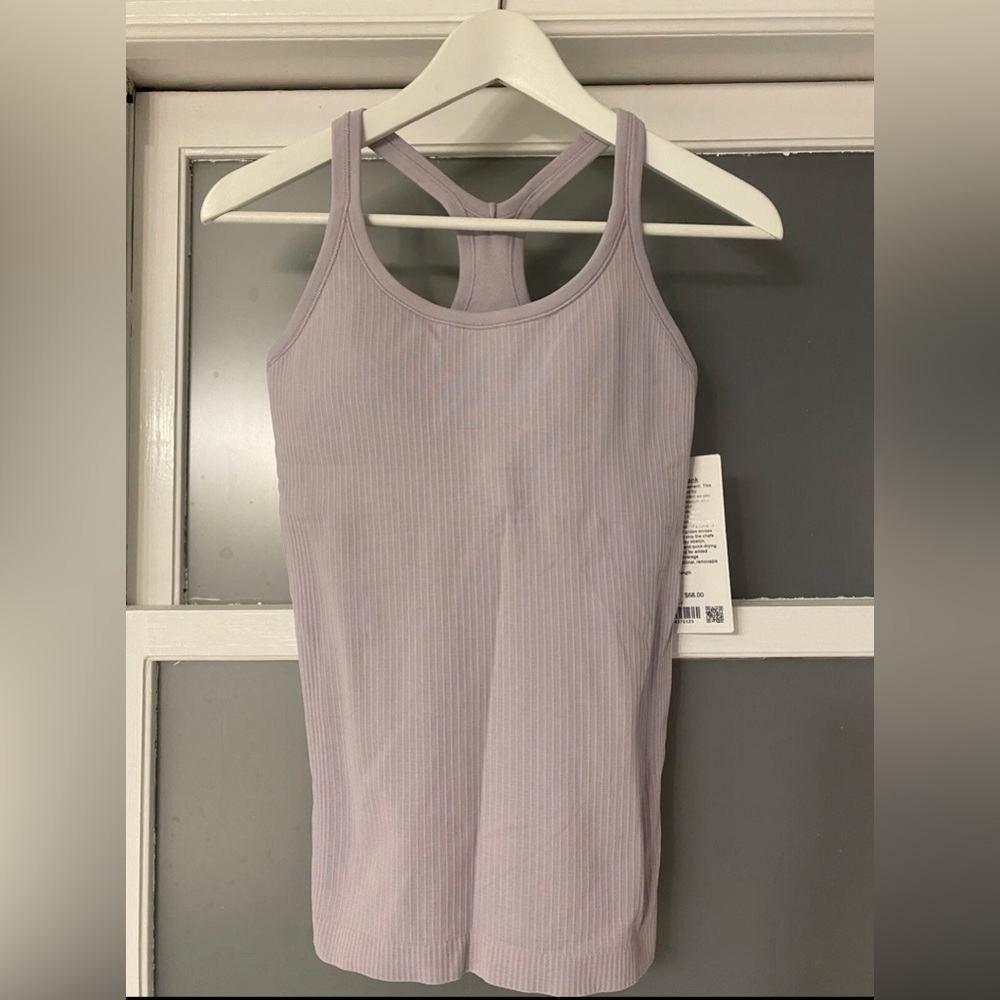 NWT Lululemon Ebb to Street Tank, Lilac Smoke, Size 6